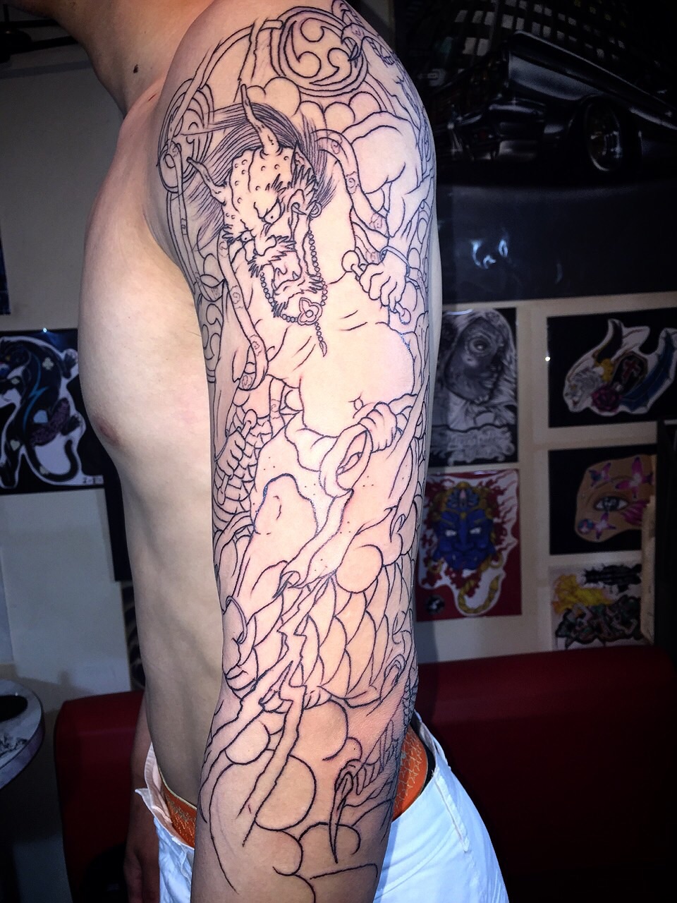 千葉 刺青 和彫り タトゥー 七分袖 雷神 2face Tattoo Studio Japan 千葉県木更津市 刺青処 聖針 千葉 刺青 和彫り タトゥー 七分袖 雷神 2face Tattoo Studio Japan 千葉県木更津市 刺青処 聖針