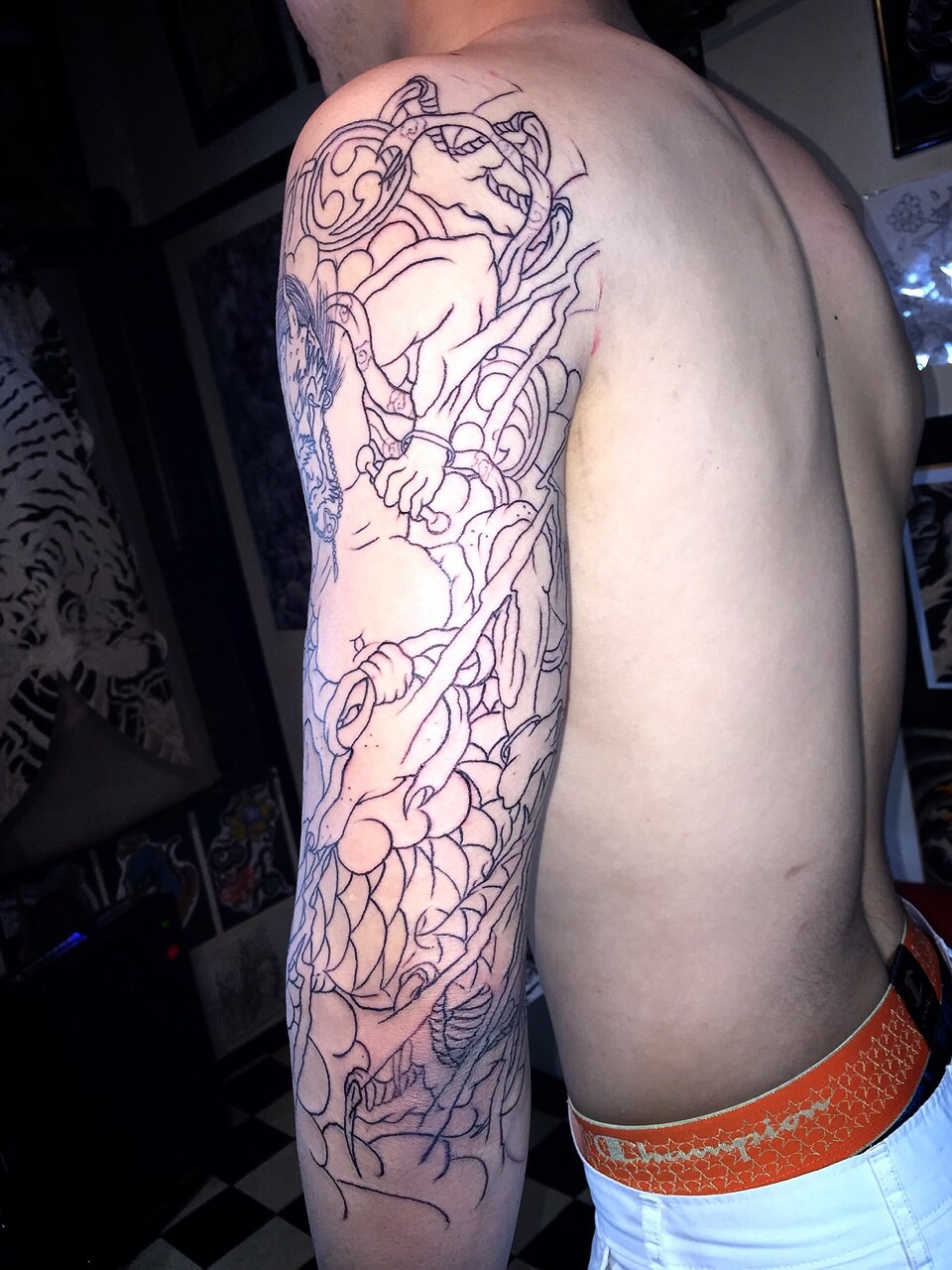 千葉 刺青 和彫り タトゥー 七分袖 雷神 2face Tattoo Studio Japan 千葉県木更津市 刺青処 聖針 千葉 刺青 和彫り タトゥー 七分袖 雷神 2face Tattoo Studio Japan 千葉県木更津市 刺青処 聖針