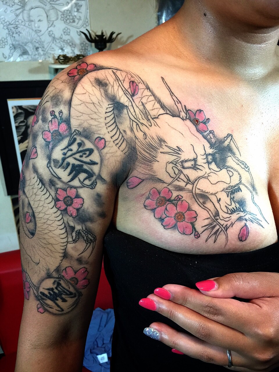 千葉 和彫り 刺青 五分袖 龍 桜 2face Tattoo Studio Japan 千葉県木更津市 刺青処 聖針 千葉 和彫り 刺青 五分袖 龍 桜 2face Tattoo Studio Japan 千葉県木更津市 刺青処 聖針