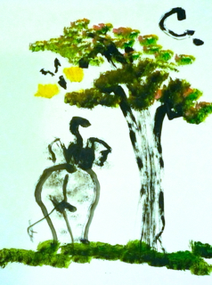 チェンマイ・タイ旅行】 エレファントファームにて、なんと絵を