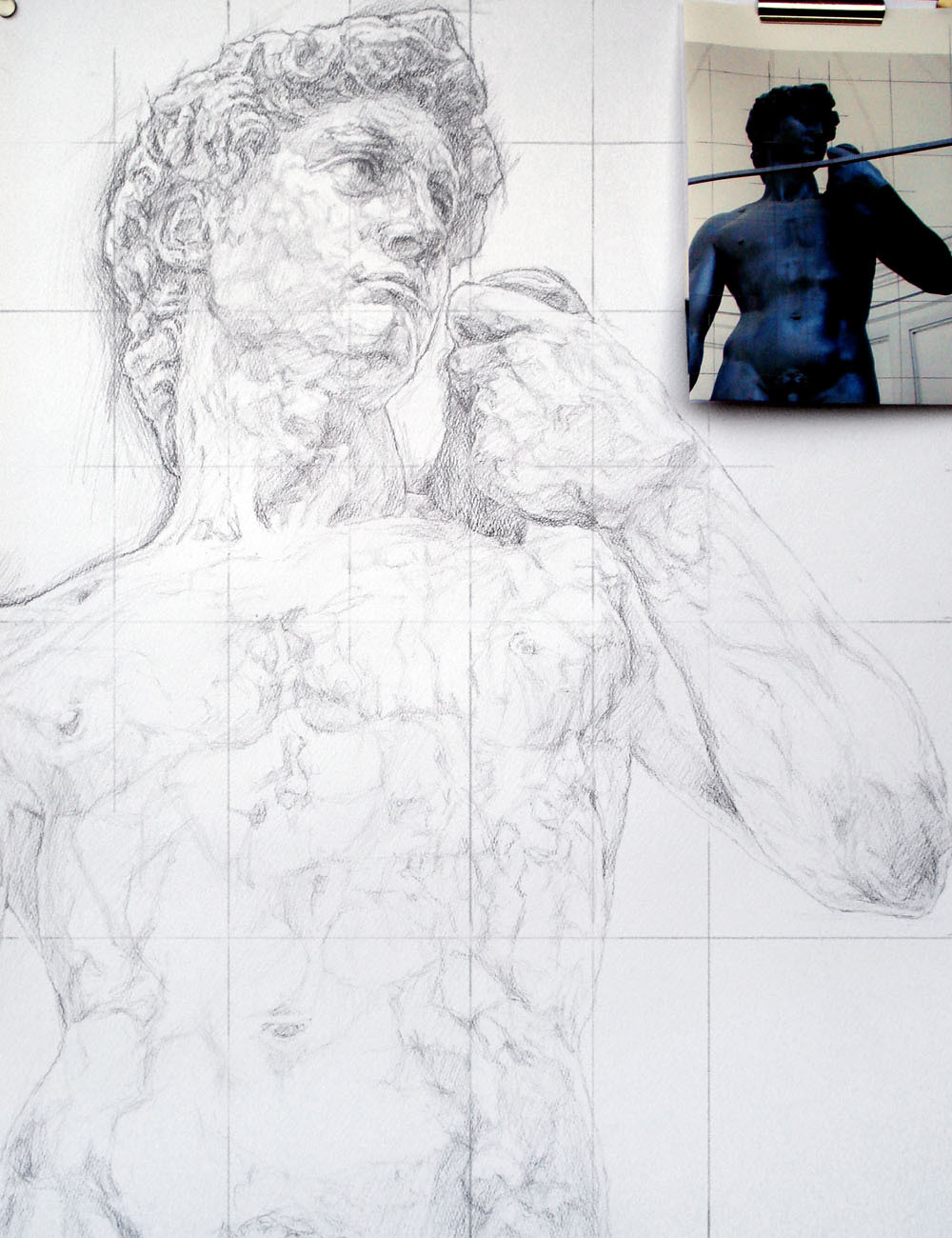 石膏像 ダヴィデの目 部分像 デッサン 石膏像 ダヴィデの目 部分像