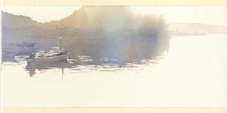 漁港 水彩画 途中_f0176370_17161761.jpg