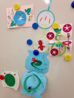 夏の絵手紙工作教室。朝顔、金魚、蚊遣り豚♪_e0136066_1832753.jpg