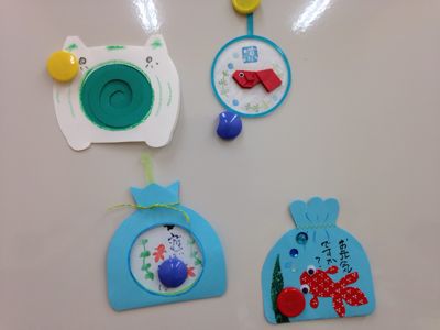 夏の絵手紙工作教室。朝顔、金魚、蚊遣り豚♪_e0136066_1832821.jpg