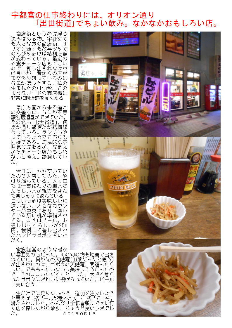 宇都宮の仕事終わりには オリオン通り 出世街道 でちょい飲み なかなかおもしろい店 中年夫婦の外食 宇都宮の仕事終わりには オリオン通り 出世街道 でちょい飲み なかなかおもしろい店 中年夫婦の外食