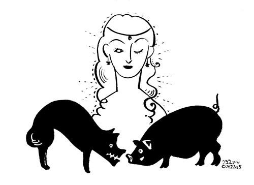 Aesop\'sFables　イソップ寓話集より：222:豚と犬_e0026053_14543670.jpg