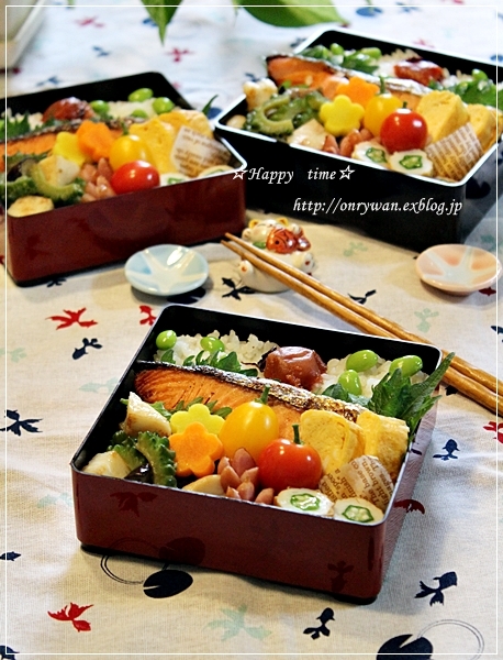 鮭弁当と自家製梅干し♪_f0348032_18581900.jpg