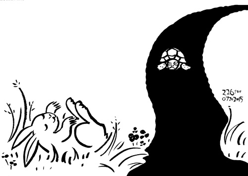 Aesop\'sFables　イソップ寓話集より：226:亀と兎_e0026053_1272244.jpg
