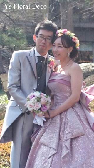ピンク色のドレスにあわせるミックスカラーの花冠_b0113510_10504475.jpg