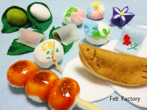 完成 フェルトde夏色和菓子 Maruwa Taroのfelt Factory 完成 フェルトde夏色和菓子 Maruwa Taroのfelt Factory