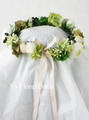 ハワイ挙式の新婦さんへ 白グリーンの花冠_b0113510_1585335.jpg