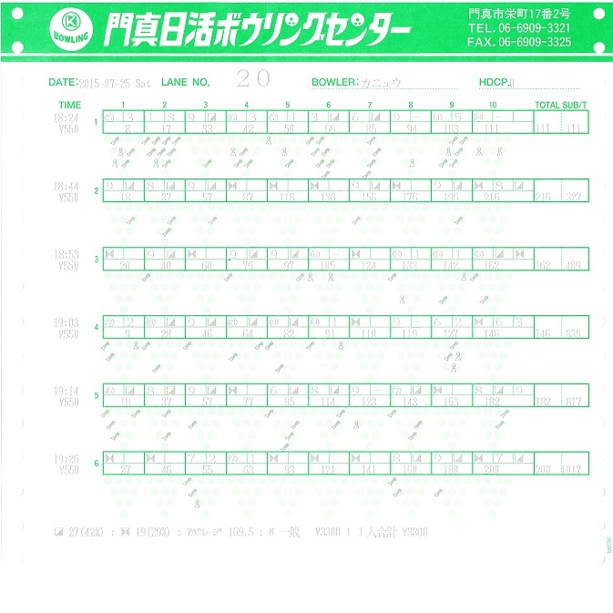 【左】【200↑チャレンジ】門真日活ボウリングセンター_f0131181_19320457.jpg