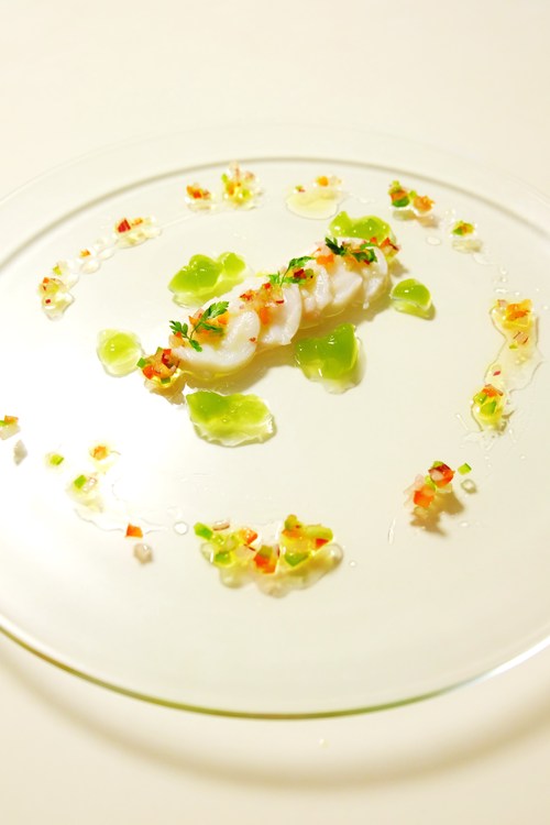 水タコのカルパッチョ サルサソース キュウリのジュレ添え Wine Salon H 水タコのカルパッチョ サルサソース キュウリのジュレ添え Wine Salon H
