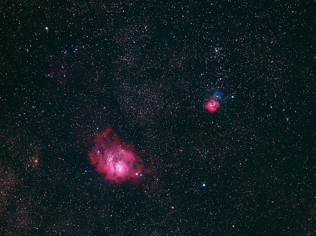 M8 干潟星雲 とm 三裂星雲 安倍奥の星空