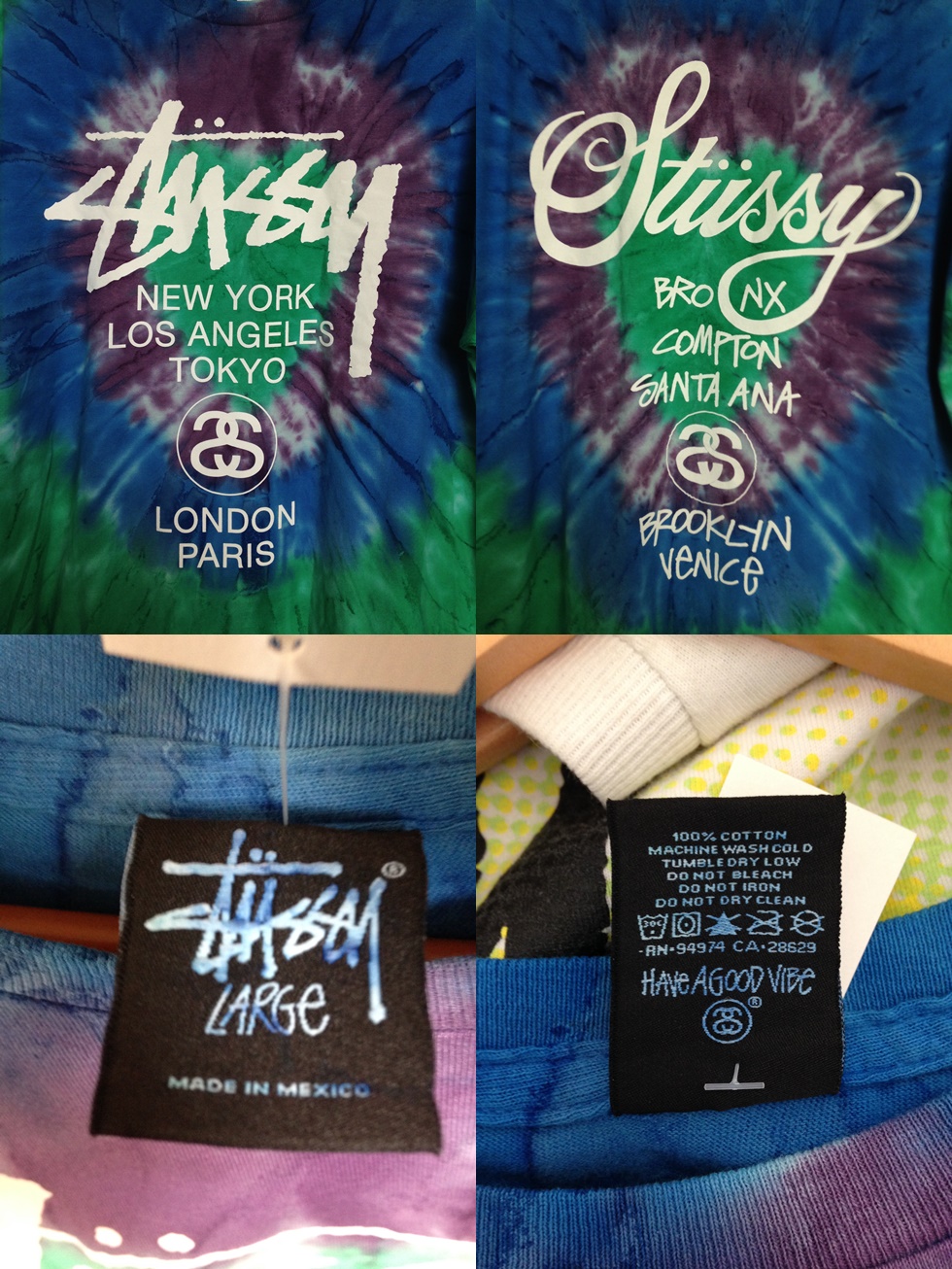 STUSSYステューシーのTシャツ色々。ロゴ,クラウン,ワールドツアー,タイダイ,フォト,９０’ｓ,オールド_e0240460_22533715.jpg