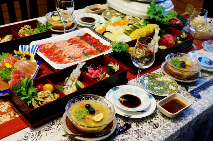 続・晩酌メニュー【料理の全貌編と⑤焼肉セット⑥お刺身】さぁ！宴会を始めましょ♪_b0033423_13435184.jpg