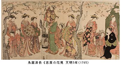 二代目嵐来芝の平作と四代目嵐小六のおよね、二代目嵐橘三郎の