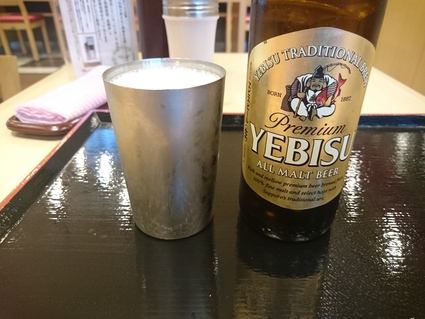 9/2夜勤明け 生蕎麦いろり庵きらく豊田店 ヱビスビール小瓶¥300+朝そばセット(納豆)¥420_b0042308_438395.jpg