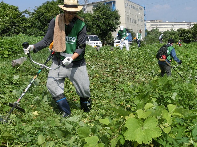 久しぶりの晴れ間に、ヒガンバナがきれいに見えるよう滝川の草刈り実施_f0141310_6551184.jpg