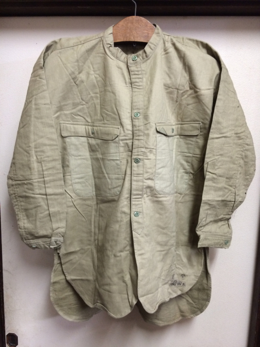 DEAD STOCK旧日本軍ノーカラー裏起毛カーキシャツ : 古道具丸村～希少