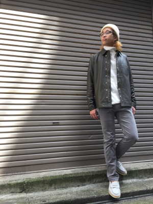 Put on the”FLIP ZIP LEATHER JACKET”①_d0227059_15081598.jpg