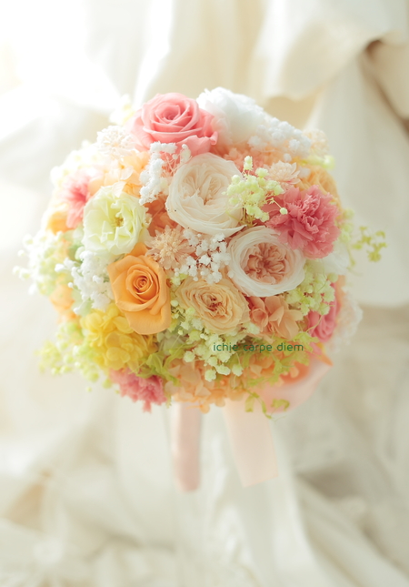 新郎新婦様からのメール プリザーブドブーケ椿山荘さまへ 結婚式は人 10月4日単発レッスンのご案内 一会 ウエディングの花