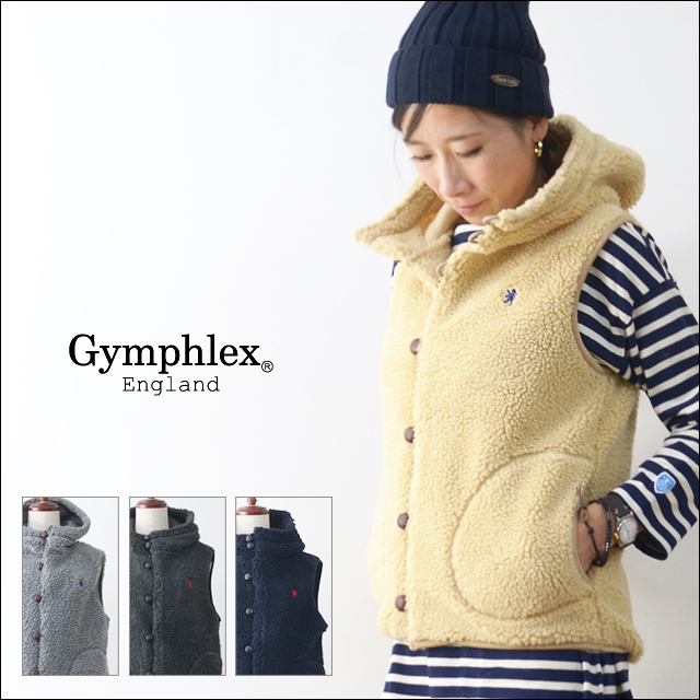 GYMPHLEX [ジムフレックス] クルミボタン ボア フード ベスト [ J-1069PL ] LADY\'S_f0051306_17481327.jpg