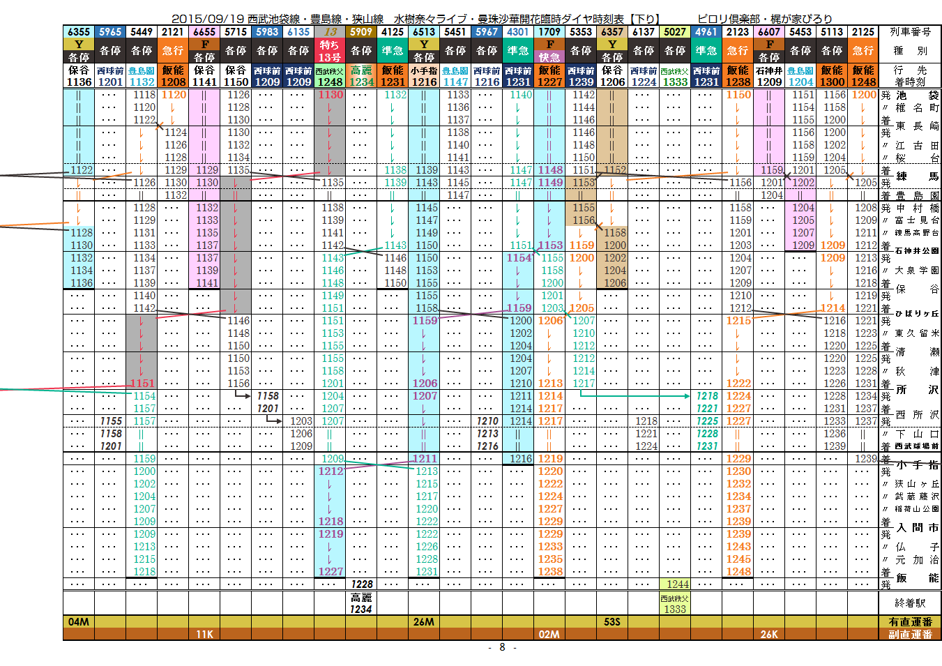 2015/09/19 西武 水樹奈々ライブ・曼珠沙華臨時時刻表_c0153149_23454828.png