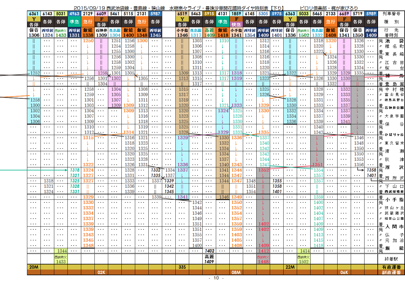 2015/09/19 西武 水樹奈々ライブ・曼珠沙華臨時時刻表_c0153149_23455934.png