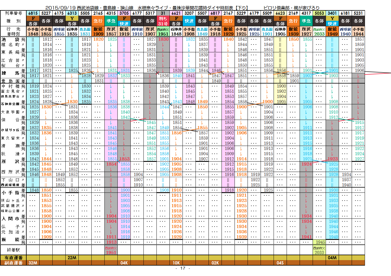 2015/09/19 西武 水樹奈々ライブ・曼珠沙華臨時時刻表_c0153149_23464657.png