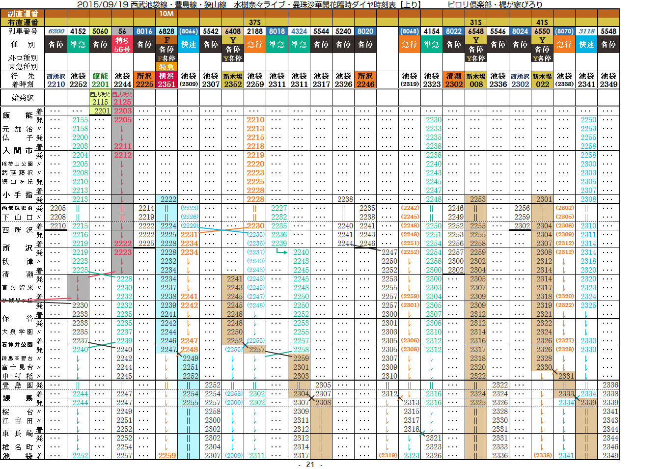 2015/09/19 西武 水樹奈々ライブ・曼珠沙華臨時時刻表_c0153149_5321220.png