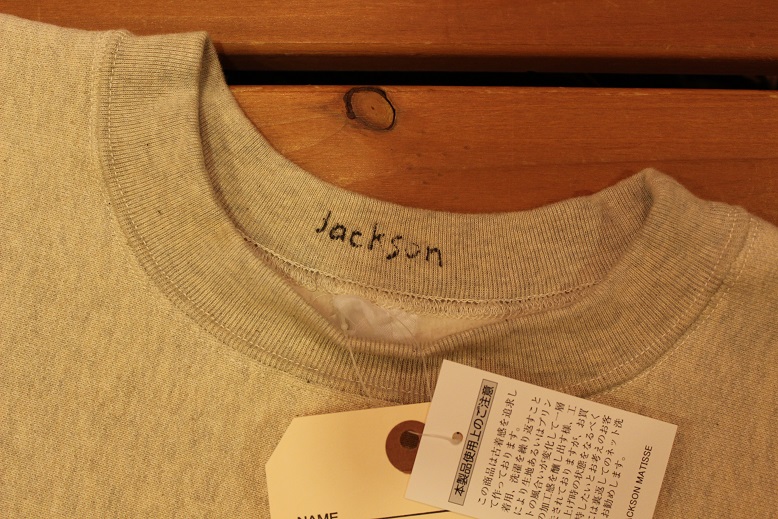 JACKSON MATISSE \"REVERSE WEAVE CREW NECK SWEAT\" ご紹介_f0191324_850458.jpg