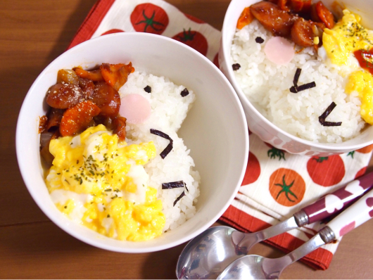 簡単朝ごはん 子どもにオススメ オムレツ ナポリタンで ハリネズミ丼 Cafy掲載 まぎーえみりーの 朝食革命 オシャレインスタの裏話