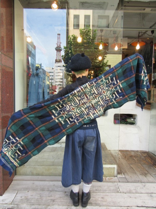 定価 キャピタル KAPITAL 縮絨ウールマフラーアイヌタータンチェック