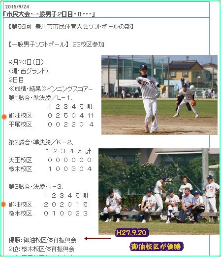 豊川市民体育大会一般男子ソフトボール御油が優勝_d0007071_1754450.jpg