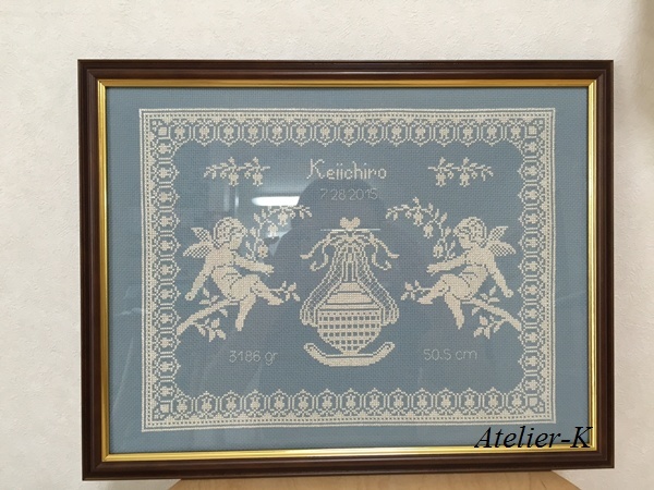 クロスステッチ作品（出産祝い） : 洋裁教室 アトリエ K
