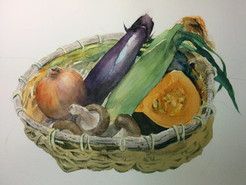 教室で野菜を描く 大島裕子水彩画ブログ