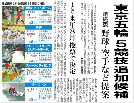 ２０２０年東京五輪、提案は５競技１８種目、日本ハムは逆転で３連勝_d0183174_09074739.jpg