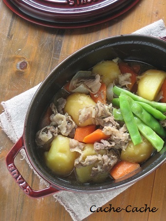 staubで 肉じゃが♪　鶏汁の茶碗蒸しなど・・・の定食_d0319943_0232997.jpg