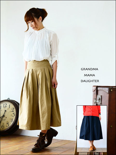 【再入荷】GRANDMA MAMA DAUGHTER [グランマ・ママ・ドーター] チノプリーツロングスカート [GK001] LADY\'S_f0051306_11445280.jpg