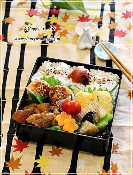 椎茸つくねの甘辛焼き弁当♪_f0348032_18373558.jpg