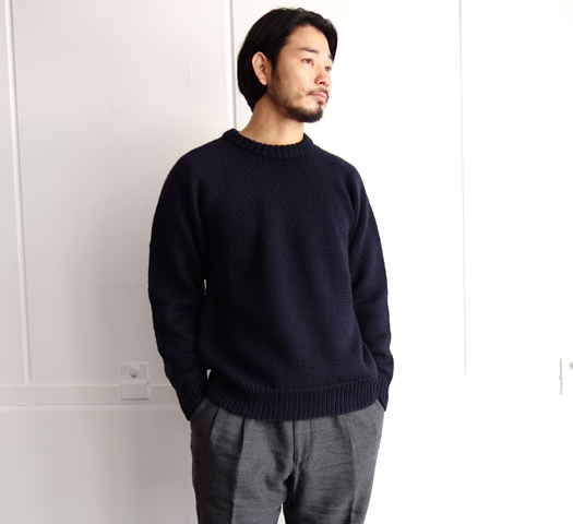 COMOLI 19AW ラムズウールクルーネックニット ECRU 2