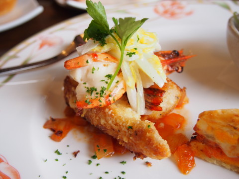 サーモンパイと海老と白身魚のチーズパン粉焼き:欧風料理 パイの店cafe de Ami(五所川原市)_b0147224_22104415.jpg