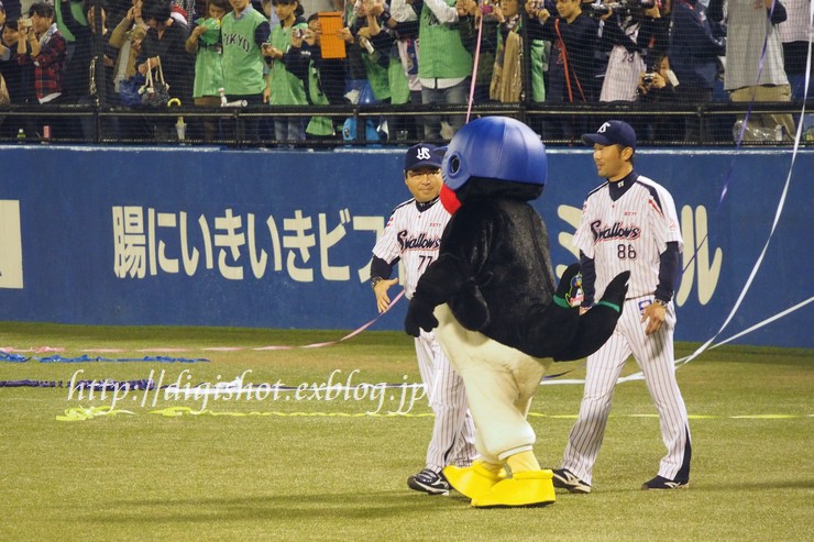 10/17神宮観戦フォト ヤクルトCS優勝の瞬間 抱き合うバーネット&中村、真中監督の胴上げなど_e0222575_1215829.jpg