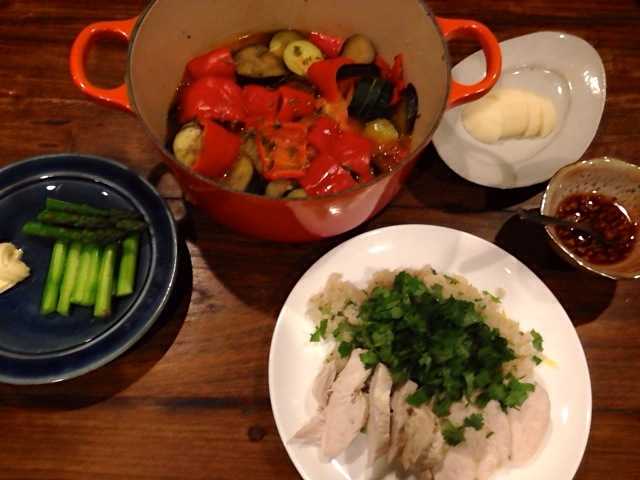 夫が作った晩ご飯：海南鶏飯（ハイナンチーファン）_d0339885_13043916.jpg