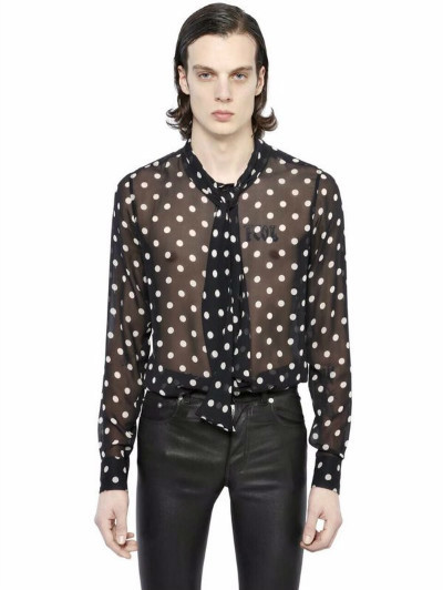 【Saint Laurent】POLKA DOT PRINTED SILK GEORGETTE SHIRT_a0324675_15205860.jpg