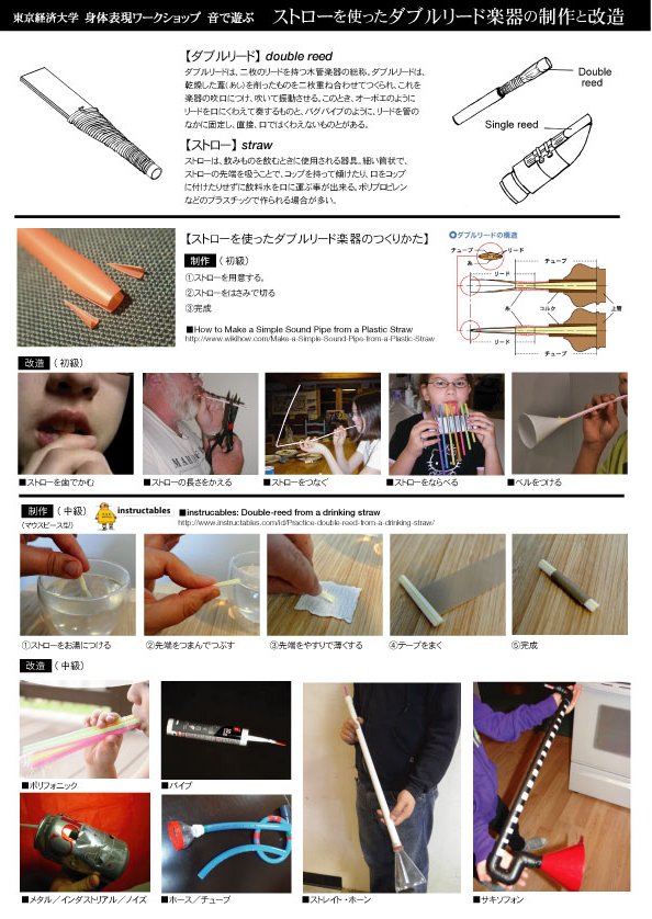 ▼東京経済大学「身体表現ワークショップ 音で遊ぶ ストローを使ったダブルリード楽器の制作」 _d0017381_042011.jpg