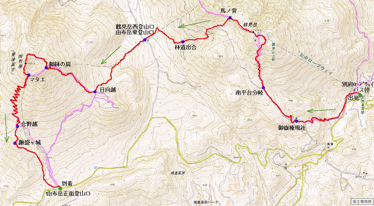 紅葉の由布岳と鶴見岳縦走 休日の山登り 紅葉の由布岳と鶴見岳縦走 休日の山登り