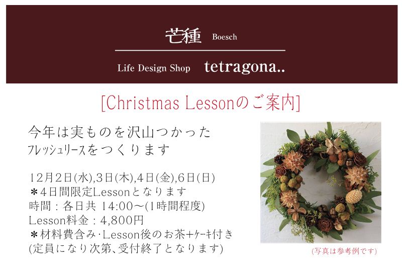 Christmas Lessonのご案内_d0180301_8104537.jpg