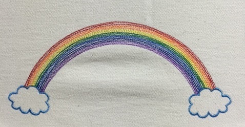 虹のかかる空の刺繍です ミシン刺繍オリジナルデータ制作 笑顔で手作り 虹のかかる空の刺繍です ミシン刺繍オリジナルデータ制作 笑顔で手作り